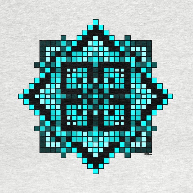 teal pixelated mandala by DARNA